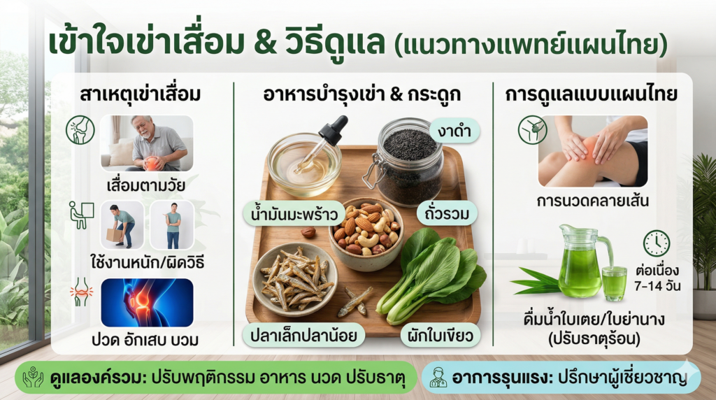  เข่าเสื่อม เกิดจากอะไร? เช็ก 3 สาเหตุ & วิธีดูแลตามหลักแพทย์แผนไทย