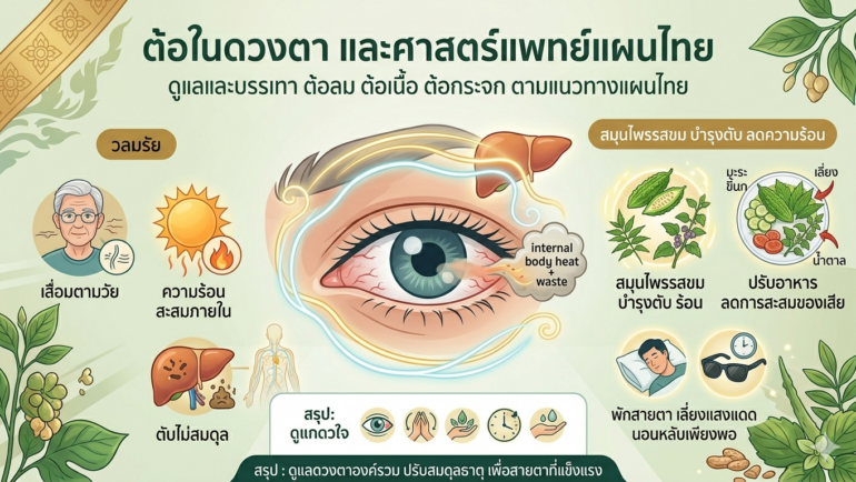 ต้อลม ต้อเนื้อ ต้อกระจก: สาเหตุและแนวทางดูแลสายตาตามศาสตร์แพทย์แผนไทย