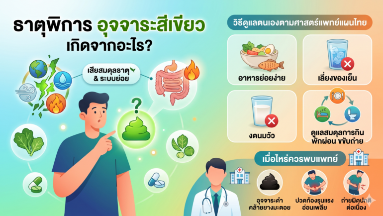 ธาตุพิการ อุจจาระสีเขียว เกิดจากอะไร?