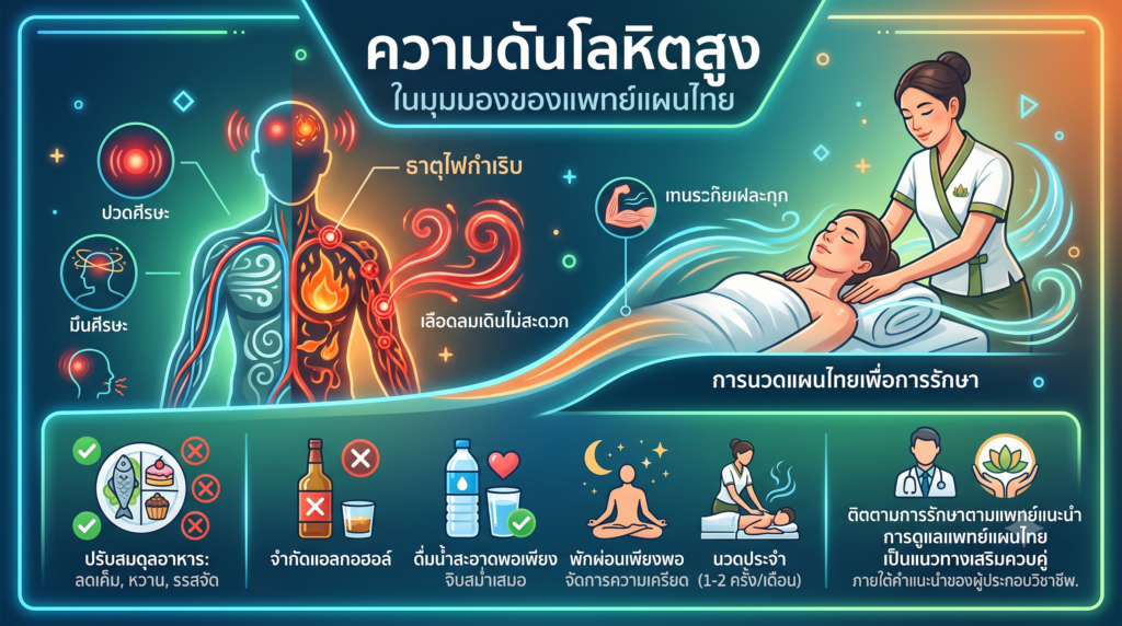 ความดันโลหิตสูงในมุมมองแพทย์แผนไทย เกี่ยวกับธาตุไฟกำเริบ การนวดแผนไทย และการดูแลสุขภาพในชีวิตประจำวัน โดยผู้เชี่ยวชาญจากภู่หลาน สมุนไพรและสุขภาพองค์รวม